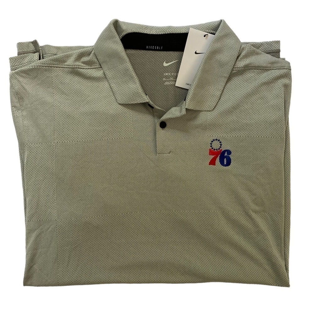 Nike Golf NWT Men’s XXL Dri-Fit NBA Philadelphia 76ers Short Sleeve Gray Polo